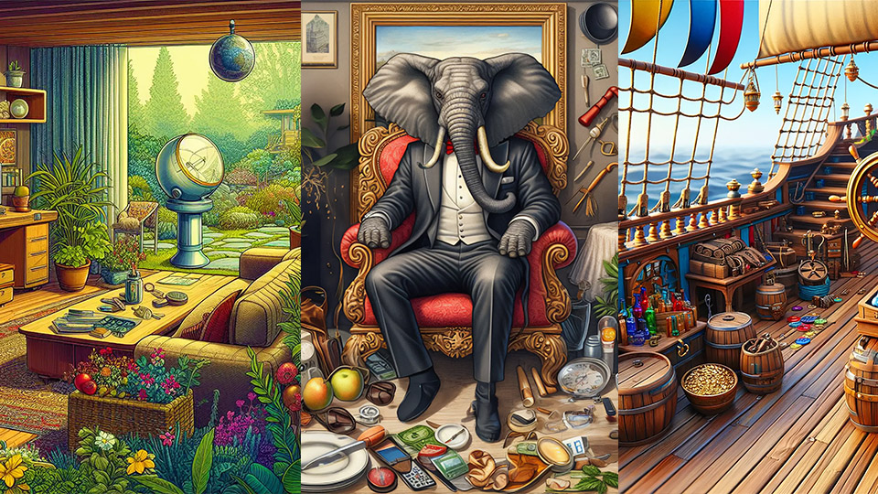 Gallery background image showing a hidden objects scene